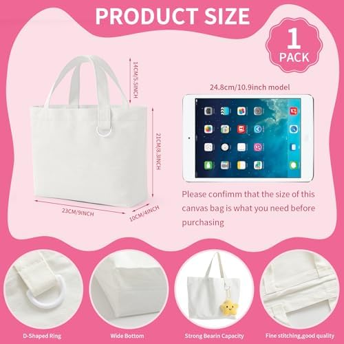 1 | 12 | 24 Pack Small Canvas Tote Bags, Mini Tote Bags Bulk for Women, DIY Blank Reusable Cute Sublimation Tote Bag