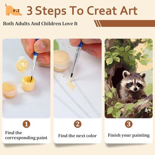 Reivworl Raccoon Paint by Numbers Kit for Adults, Raccoon Paint by Number for Adult, Painting by Number Kits for Gifts and Wall Decor 16x20Inch