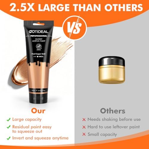GOTIDEAL Copper Gold Acrylic Paint, 8.45oz/250ml, Bronze Paint