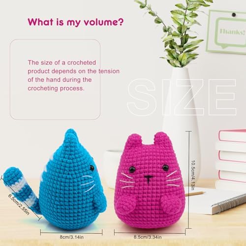 Faircosy Crochet Kit for Beginners Crocheting: Crochet Animal Kits for Kids & Adults - Learn to Knitting Cat Amigurumi Starter Kit with Detailed Tutorial Video and Instructions (40%+ Yarn Extra)