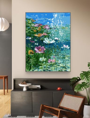 ZRIZQ Paint by Numbers Kit for Adults Beginner,Flower in Water,16x20