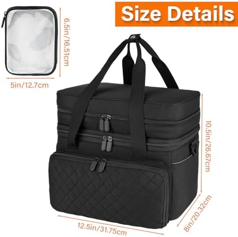 Double Layer Sewing Organizer Bag with Shoulder Strap, Black