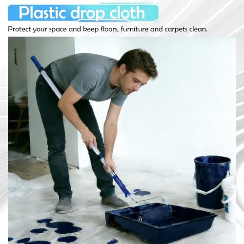 23Pcs Upgraded Paint Roller Kit - 9"&4" Frames, 4x9"/4x4" Microfiber Covers, Paint Tray with 4 Liners, Roller Cleaner & Complete Painting Supplies for House Wall Painting