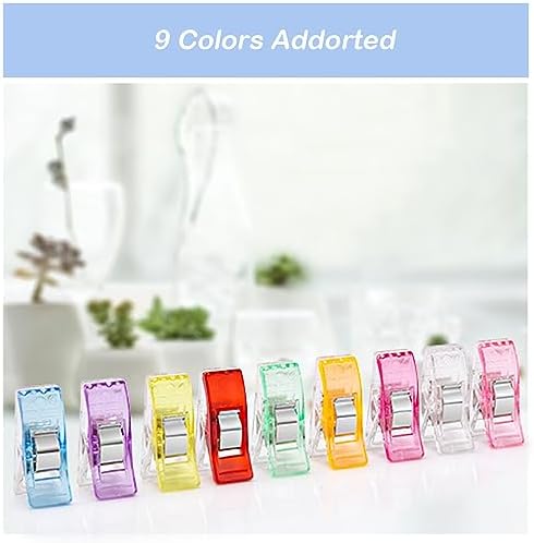Sewing Clips, 100 Pcs with Plastic Box, Assorted Colors Quilt Clips Quilting Clips for Fabric Clips for Sewing and Quilting, Fabric Sewing Binding Crafting Clips, Bag Clips, Sewing Tools