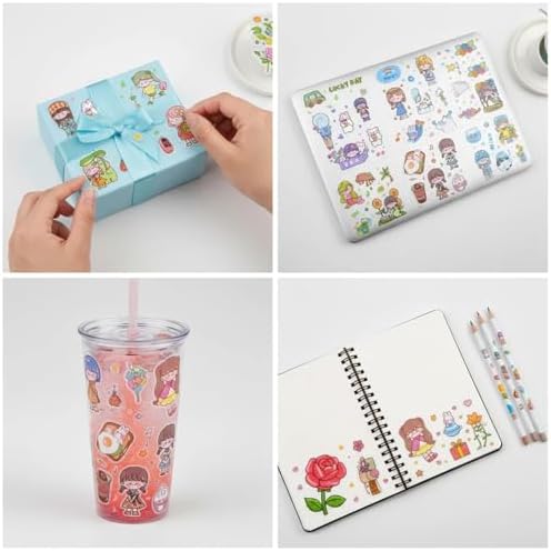 Cute Kawaii Cartoon Animal Stickers Set - PET Transparent Decorative Sticker for Bullet Journaling,Diary,Album,Arts Crafts,Planners,Scrapbooking,Junk Journal,Calendars and Notebook