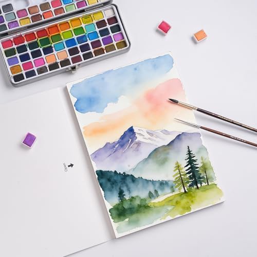 Watercolor Paper Block 7x10 Inch, Fuumuui 100% Cotton Watercolor Paper Pad of 22 Sheets, 140lb/300gsm, Acid-Free Cold Pressed Art Paper for Painting, Drawing, Art Journaling, Wet, Mixed Media