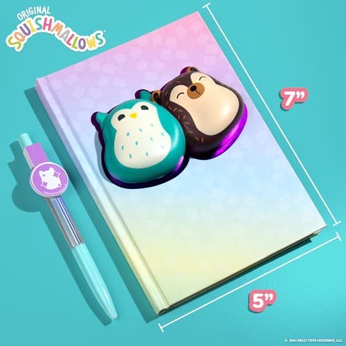 Squishmallows Original Squishy Diary Set, Includes 5 x 7 Diary, 60 Sheets, Kawaii Stickers, Pen, Fun Journaling Kit & Sketchbook for Kids, School Supplies, Journal for Girls