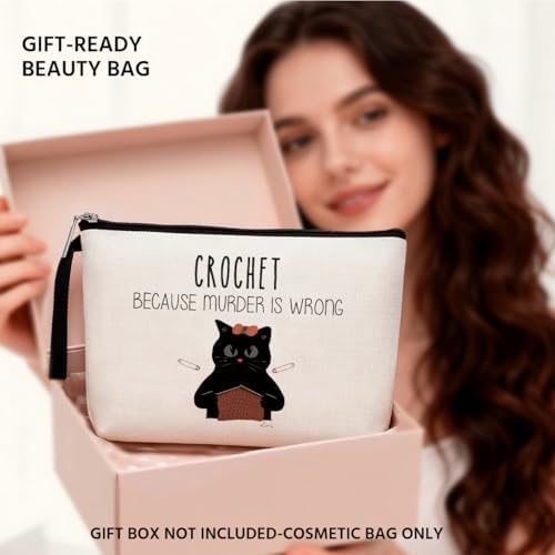 Hanamiya Na Crocheting Funny Makeup Bag Knitting Gift Crochet Gift for Crochet Lovers Knitting Lovers Crocheter Cosmetic Pouch Knitting Cosmetic Bag Funny Humor Novelty Sarcasm Zipper Pouch