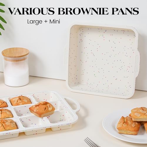 8x8 inch Silicone Square Cake Pan, Cream, Set of 2
