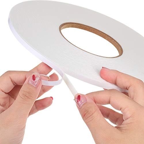 Zonon 3 Rolls Double Sided Foam Tape, 1/4 Inch by 50 Feet, White