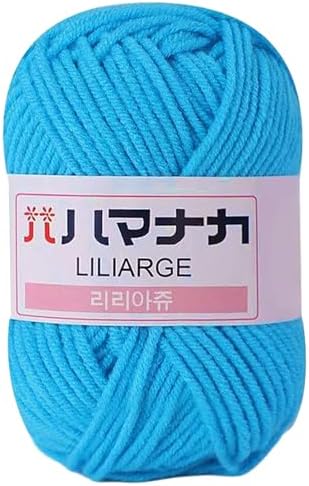 TiaoBug 1Roll Milk Cotton Yarn Solid Color Crochet Yarn for DIY Crafts Knitting Bag Doll Blanket Garments Hat Lake Blue One Size