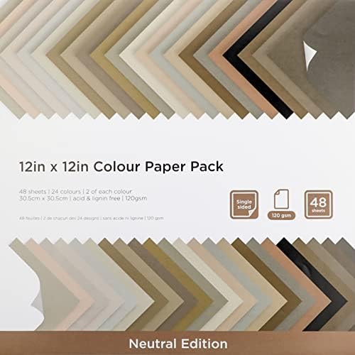 Livholic 48 Sheets 12x12 scrapbook paper Earth Tones Colored Card Stock Printer Paper Greys 120 gsm 32 lb Neutral Color for Cricut