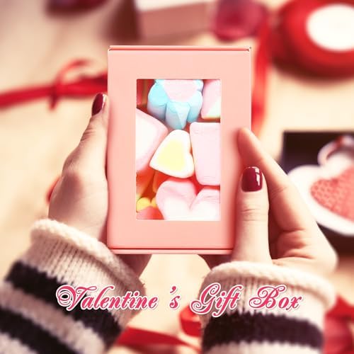 Zonon 60 Pcs Soap Boxes for Homemade Packaging, Mini Kraft Boxes with Window for Bakery Candy Soap Making Gift Packaging, 3.7x2.6x1.4 Inch (Pink)
