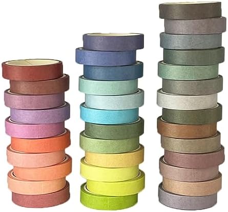 36 Rolls Washi Tape Set, Pastel Washi Tape Colorful Masking Tape 10mm Wide, Decorative Tape for Bullet Journal, Book, Planner, Scrapbooking, DIY Arts Crafts