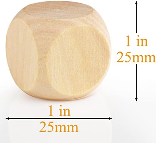 Blank Wooden Dice 1 inch 30PCS Unfinished Square Blocks 25mm Small Wood Cubes with Rounded Corners for DIY Craft Projects