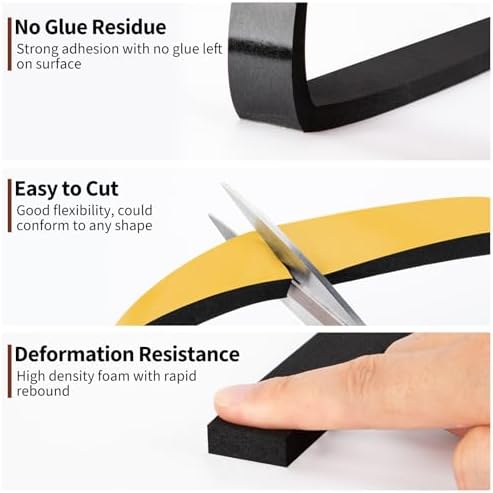 Yotache Foam Strips with Adhesive 1" W X 3/8" T, 13 Ft Length