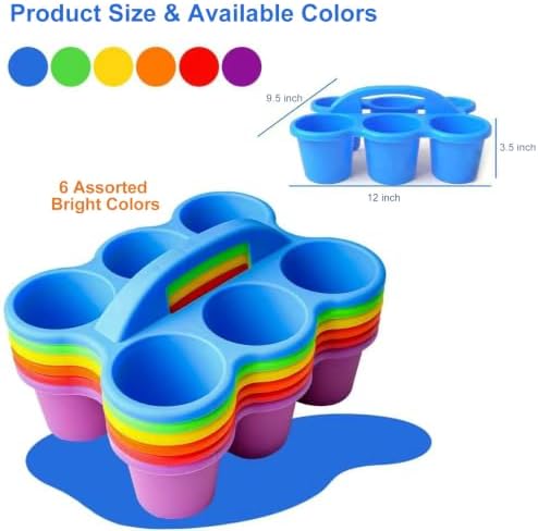 6-Pack Classroom Caddy Organizer with Handle, Vibrant Multicolor