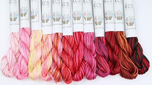 KCS Big skeins of 25 Meters Size 25 Color Variegated Cross Stitch Stranded Threads,12 skeins,05