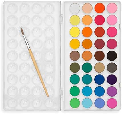 Ooly Lil' Watercolor Washable Paint Pods Set, 36 Colors | Ages 3+, Portable Case with Brush, Bright and Vibrant Washable Watercolors, School and Art Supplies for Kids and Adults