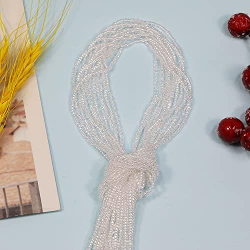 11/0 Glass Clear Rainbow Color Seed Beads Hanks (3 Meters) Total 6000pcs, 9 Meters String Clear AB Seed Beads Strand