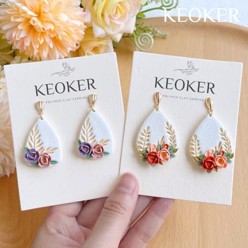 KEOKER Leaves Clay Stamps - 7 Shapes Clay Cutters for Polymer Clay Jewelry Making, Work with Polymer Clay Cutter, Leaves Polymer Clay Cutters for Earrings, Polymer Clay Stamps and Molds