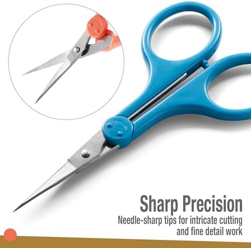 Beaditive High Precision Detail Scissors Set (2-Pc) Sharp, Fine Tips | Paper Cutting, Scrapbooking, Sewing, Crafting | Stainless Steel | Protective Cover (Mid Century)