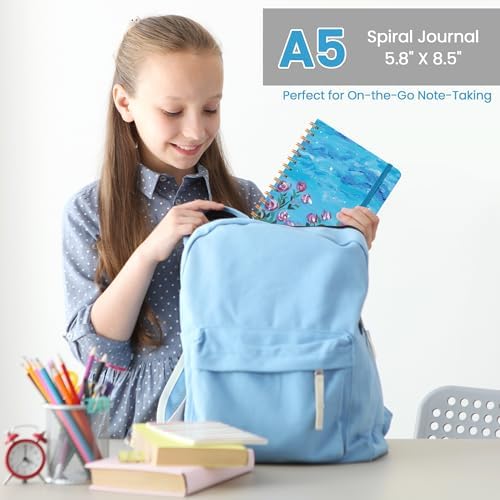 Lined Spiral Journal Notebook, A5 College Ruled Notebook for Note-Taking