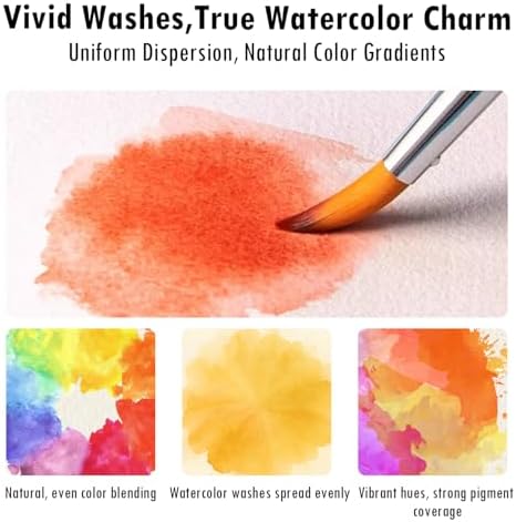 Mini Watercolor Paint Set, Compact Travel Art Kit with 16 Colors