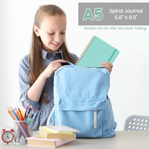 Lined Spiral Journal Notebook, A5 College Ruled Notebook for Note-Taking