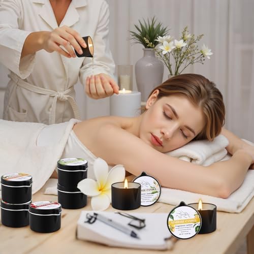 Massage Oil Candles for Couples – 12 Scents Romantic Low Temperature Massage Candles Gift Set, Body Oil Candle for Date Night, Spa & Skin Care, Anniversary Valentine's Day Gifts