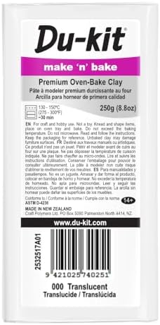 Polymer Clay 250g (8.8 oz) 000 Translucent – Premium Oven-Bake Modeling Clay for Jewelry Making, DIY Crafting, Trinkets, and Durable Creations.