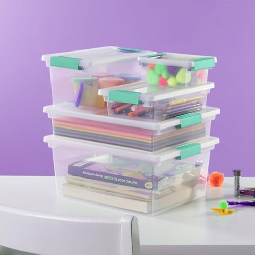Sterilite Clip Box, Stackable Clear Plastic Bins- Small, 30-Pack | Storage Containers with Latching Lids for Writing, Arts or Crafts Supplies - Home, Office, Classroom & Workshop Organization