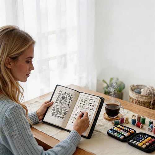 123 PCS Embroidery Kit for Adults, Portable Beginners Stitch Book Set
