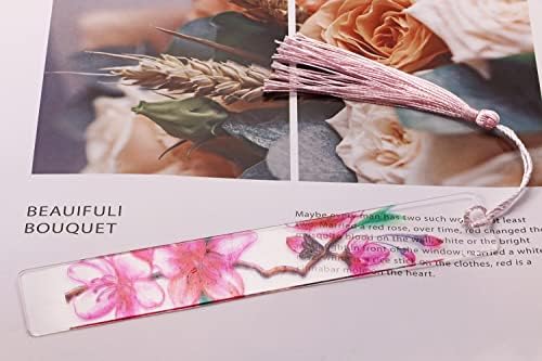 Blank Clear Acrylic Bookmarks Penta Angel 20Pcs Plastic Craft Transparent Acrylic Book Page Marks with 20Pcs Small Book Page Marks Tassels for DIY Projects and Graduation Gift Tag (Rectangle)