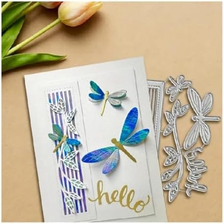 Cutting Dies Metal Stencils Scrapbooking Tools DIY Embossing Template for Paper Card Making Album Arts Crafts Supplies (Dragonfly and Branches-12.8x9.1cm)