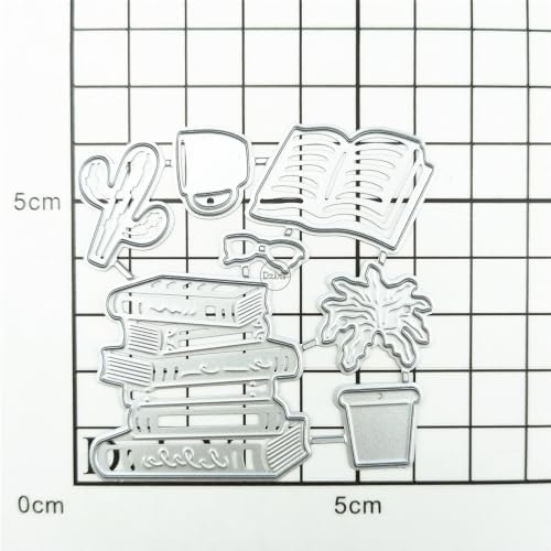 Books Potted Cactus Metal Cutting Dies for Card Making