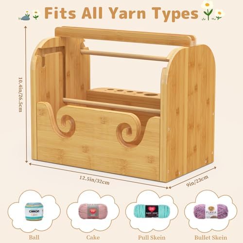 sandpaint Upgraded Yarn Holder for Crocheting, Bamboo Crochet Yarn Holder