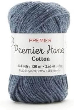 Premier Home Cotton Yarn 2-Pack Bundle with Bella's Crafts Stitch Markers (Denim)