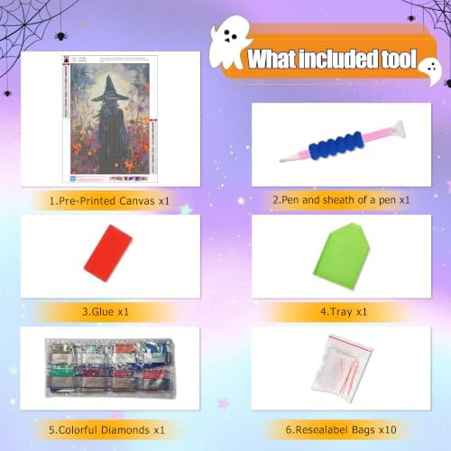 Vesmiral Halloween Diamond Art Kits for Adults 12x16inch