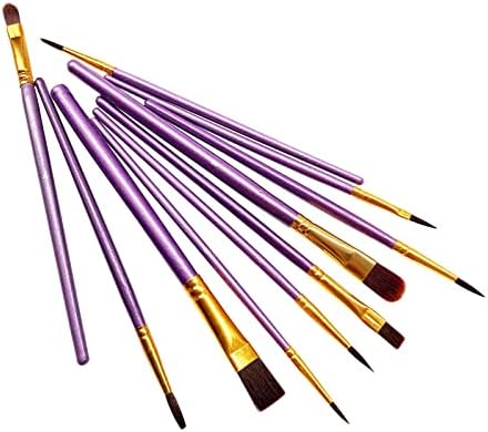 1 Pack 10 Pcs Paint Brushes, Nylon Hair Paint Brushes Set for Kids, Beginner, Suitable for Oil, Watercolor, Acrylic Paint and Body Pinting, Purple