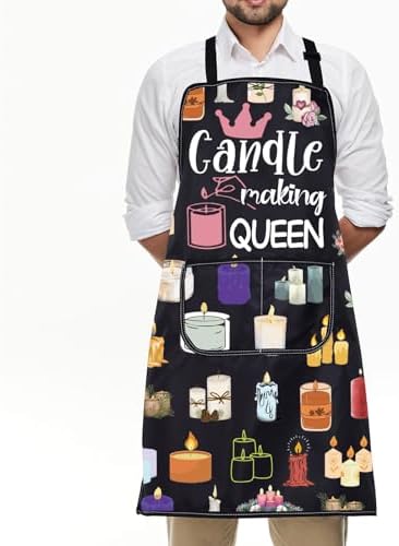 FUSTMW Candle Making Apron Candle Making Queen Gifts for Candle Makers DIY Kitchen Baking Chef Grill Apron with Pockets