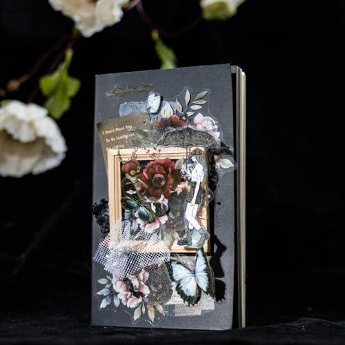 120 Pcs Gothic Floral Stickers for Scrapbooking and Journaling