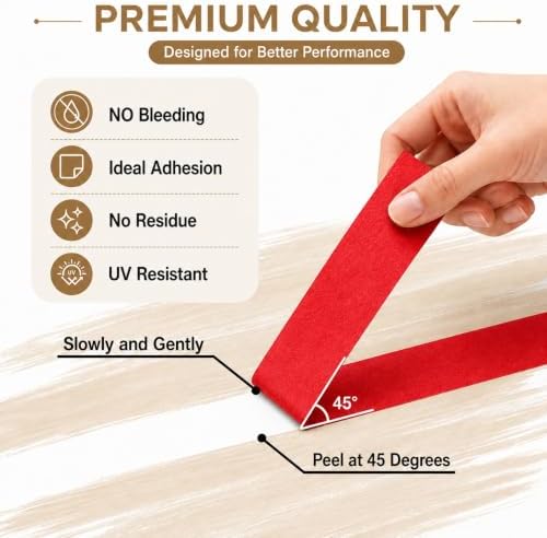 Red Painters Tape 1 Inch Wide, 25 Yards x 3 Rolls Masking Tape