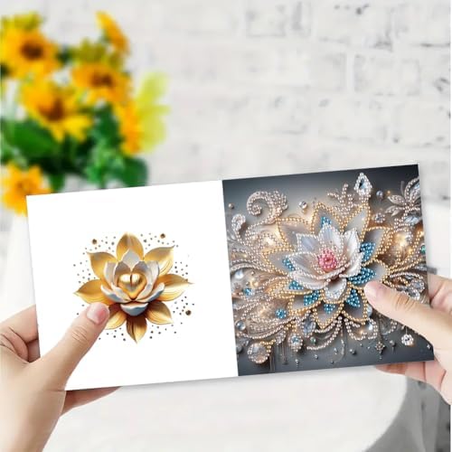 Diamond Art Cards with Envelopes–6PCS DIY Diamond Painting Greeting Cards Kit | Card Making Kit with Bling for Adults & Beginners | Birthday,Holiday & Thank You Cards (Flower Mandala)