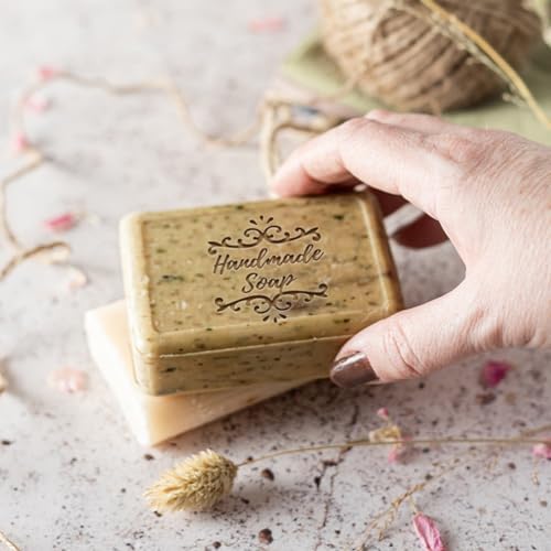 PH PandaHall Vintage Pattern Soap Stamp, Text Soap Embossing Stamp Acrylic Chapter Imprint Stamp for Handmade Soap Cookie Clay Pottery Stamp Biscuits Gummier Making Projects, wh-DIY-WH0438-035-US24