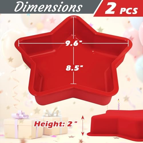 Webake 2Pcs Silicone Star Cake Pan 10 Inch Large Nonstick Star Shaped Cake Mold for Baking, Birthday, BPA Free