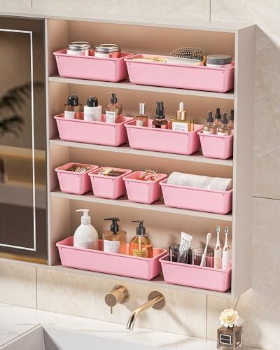 KEMETHY 25 PCS Plastic Drawer Organizers Set, 4 Sizes Vanity Organizer