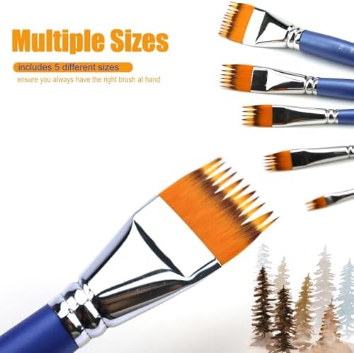 5PCS Grainer Brush Set – Flat Comb Rake Brushes for Acrylic Painting, Oil & Watercolor, Dual Layer Texture Paint Brushes for Wood Grain, Fur, Grass Effects, Short Handle