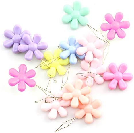 Needle Threaders 10PCS Assorted Colors Plastic Flower Head Wire Loop Needle Threaders for Hand Stitching