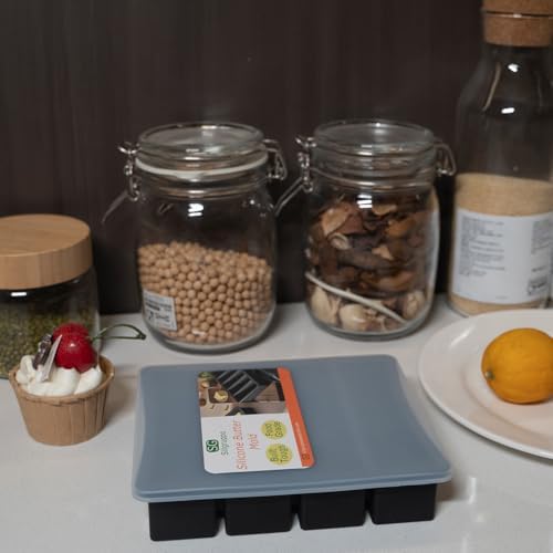 2PCS Silicone Butter Mold Tray with Lid, Non-Stick Butter Maker, Fits Standard Butter Size, Ideal for Butter, Soap Bars, Energy Bars, and Cakes (Black)
